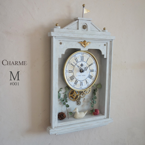 【送料無料】CHARME*M Ⅰ(シャルム*M#001）シャビーシックな掛け時計 Mサイズ　アンティーク風　レトロ 3枚目の画像