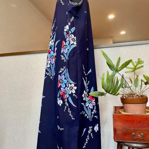 浴衣リメイク　ノースリーブワンピース　新品 あ649)漢字手ぬぐい、浴衣リメイク☘️ノースリーブワンピース