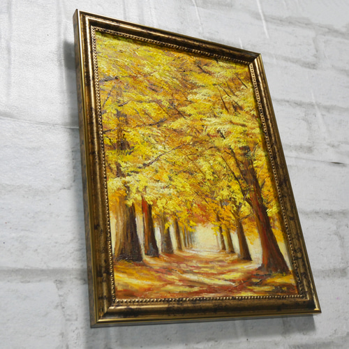 油絵 油彩 油彩画 絵 絵画【銀杏並木】 油絵 油彩 油彩画 絵 絵画【銀杏並木】 絵画 HR 通販 16534916