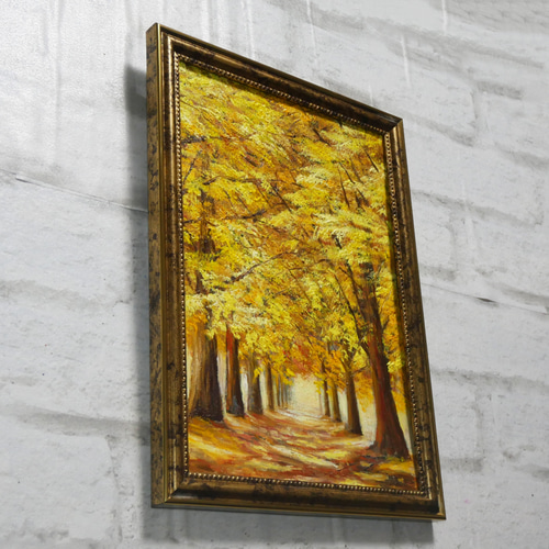 油絵 油彩 油彩画 絵画【イチョウ並木】 絵画 HR 通販