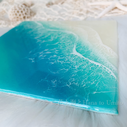 ☆波のアートボード☆W41㎝×D24㎝×H2㎝☆ レジンアート⭐︎ALOHA⭐︎ 波のレジンアートボードA4縦 | TETRA art