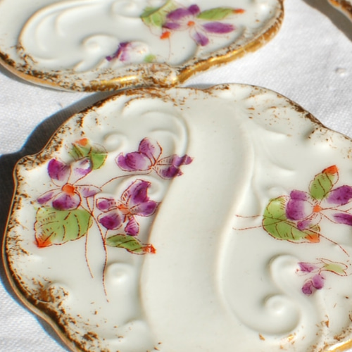 アンティーク 手描き絵皿 フランスリモージュ、リモージュ製