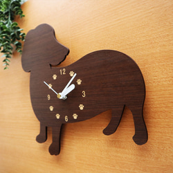 轉身臘腸犬時鐘（木質）巧克力棕色生日聖誕節喬遷結婚禮物 第3張的照片