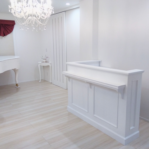 美容室L字カウンター（W1200ホワイト） ネイルサロンレジカウンター