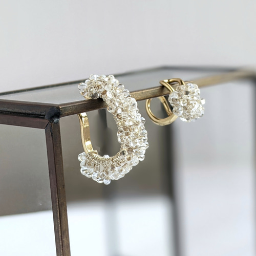 クリア つぶつぶビーズのボリュームイヤーカフ 2個set イヤーカフ