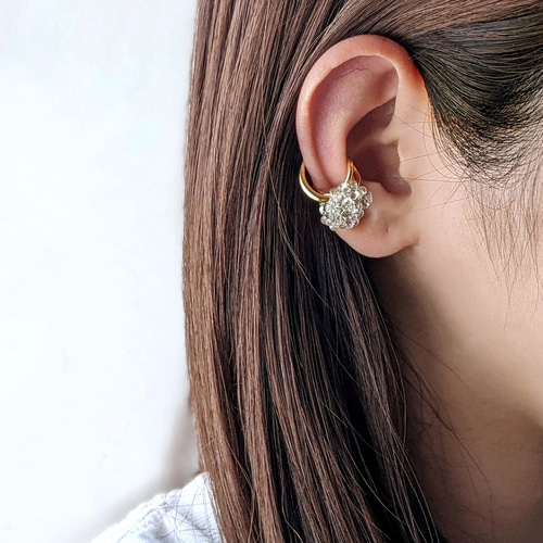 クリア つぶつぶビーズのボリュームイヤーカフ 2個set イヤーカフ