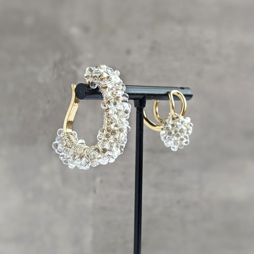 クリア つぶつぶビーズのボリュームイヤーカフ 2個set イヤーカフ