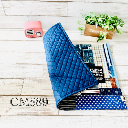 カフェマット 犬 男前 ジャンクパッチワーク マリンタイプ 【1点物です