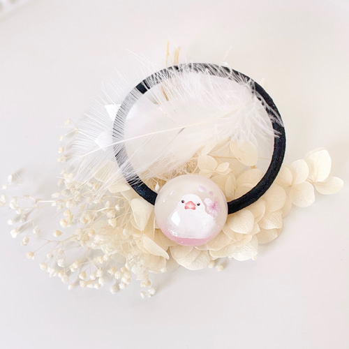 もふもふ白文鳥さんのヘアゴム ヘアゴム pocha〜ぽちゃ〜 通販｜Creema  