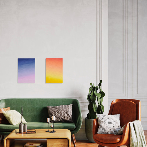 夕日シリーズ】絵画 受注制作 インテリア オレンジ グラデーション（N