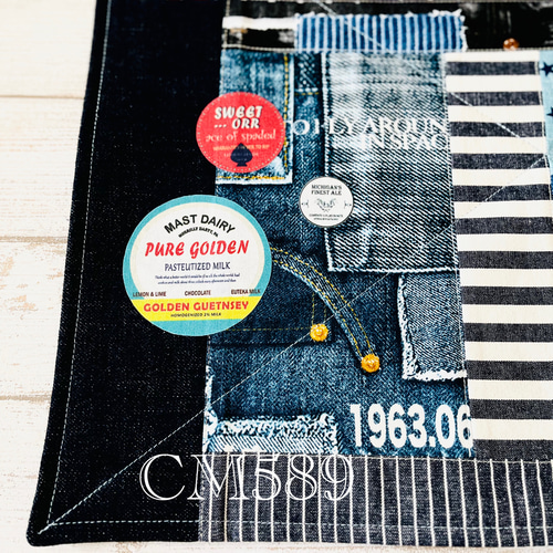 カフェマット 犬 カフェマット 犬 男前 ジャンクパッチワーク 【1点物