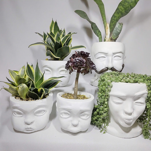 Amazon.co.jp: Backbayia 人間の顔 花瓶 セラミック 植木鉢 アート