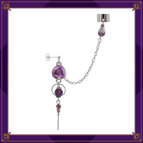 薔薇 バラ ローズ 銀 シルバー 紫 パープル ピアス イヤリング