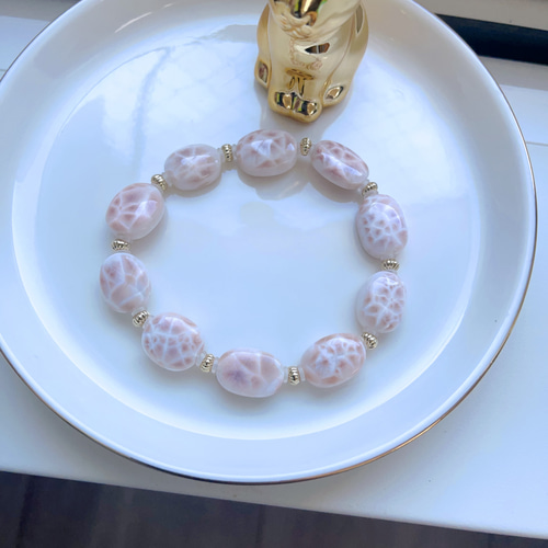 天然無処理 ピンクラリマー（トムソナイト）デザイン ブレスレット