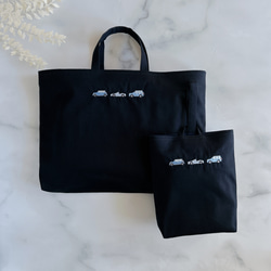 卒業まで使えるレッスンバッグ◼️NVホワイト/NVブルーライン