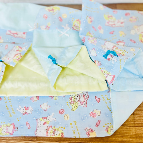 お得♪アリス✖️ブルー 給食3点セット お弁当袋 コップ袋 巾着袋 弁当