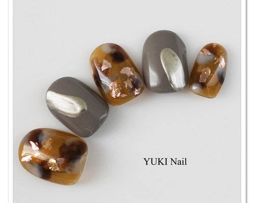 ゆかページ ネイルチップ べっ甲×塗りかけネイル ネイルチップ（つけ爪） yuki-nail 通販