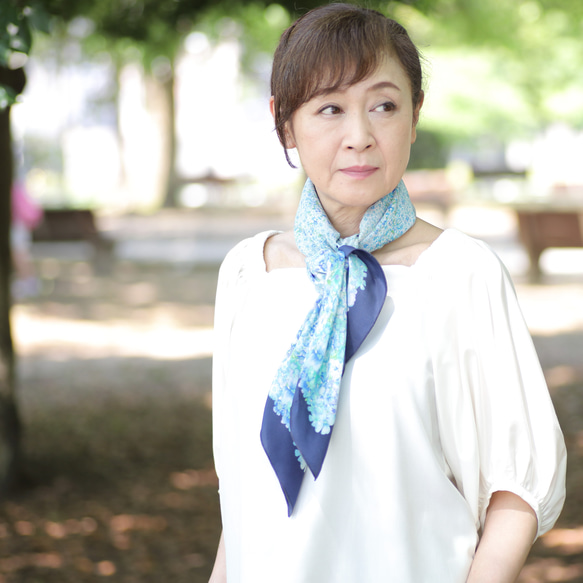 シルクの大判スカーフ -マリン- ストール マルエスハラダ 通販