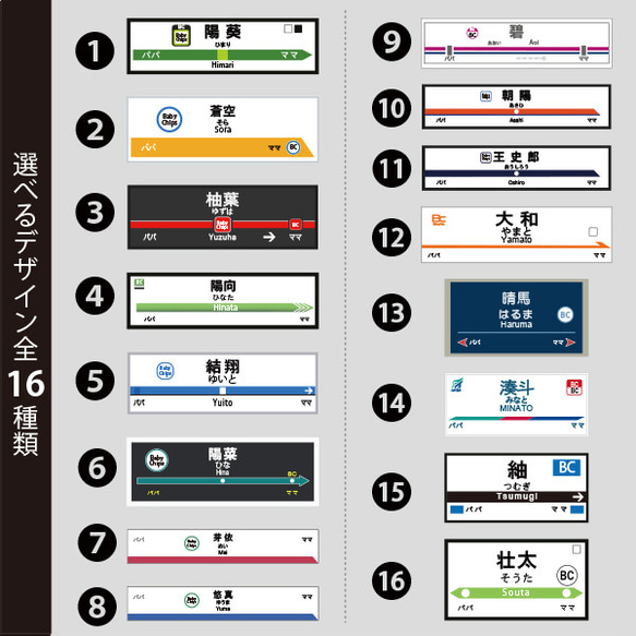 【メール便送料無料】 電車 名入れ 長袖 ロンパース 駅名 【駅名標】［lr-vehicle70］ 出産祝い プレゼント 2枚目の画像