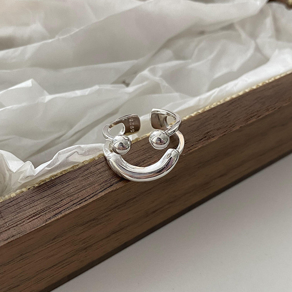 シルバー　シンプル　笑顔　ニコちゃん　スマイル　指輪　リング　ring s925 重ね付け 2枚目の画像