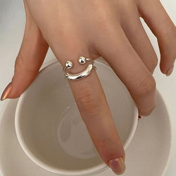 シルバー　シンプル　笑顔　ニコちゃん　スマイル　指輪　リング　ring s925 重ね付け 1枚目の画像