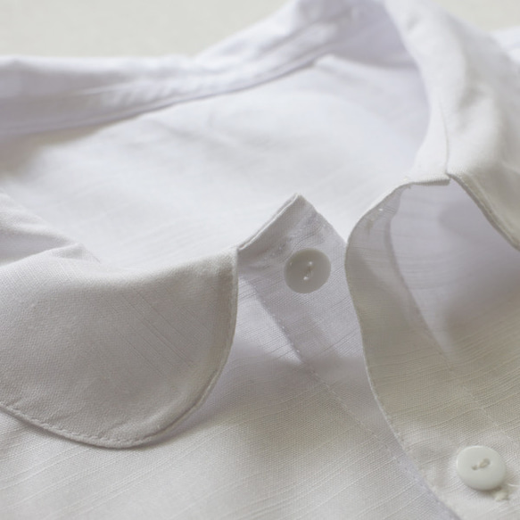⁂重ねて楽しむ　付け襟　丸襟 　ホワイト　ギマ　コットン１００％　丸襟　付け衿　E17L 5枚目の画像