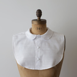 ⁂重ねて楽しむ　付け襟　丸襟 　ホワイト　ギマ　コットン１００％　丸襟　付け衿　E17L 3枚目の画像