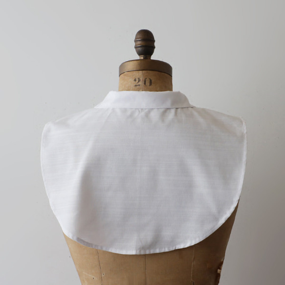 ⁂重ねて楽しむ　付け襟　丸襟 　ホワイト　ギマ　コットン１００％　丸襟　付け衿　E17L 4枚目の画像