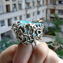 綠松石手工銀戒 純銀戒指 ~ 「Cloud」 ~Turquoise Silver Ring 第13張的照片