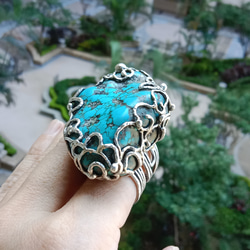 綠松石手工銀戒 純銀戒指 ~ 「Cloud」 ~Turquoise Silver Ring 第5張的照片