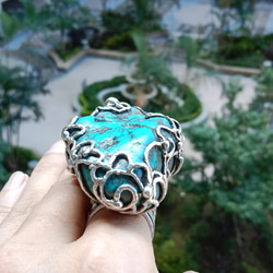 綠松石手工銀戒 純銀戒指 ~ 「Cloud」 ~Turquoise Silver Ring 第11張的照片