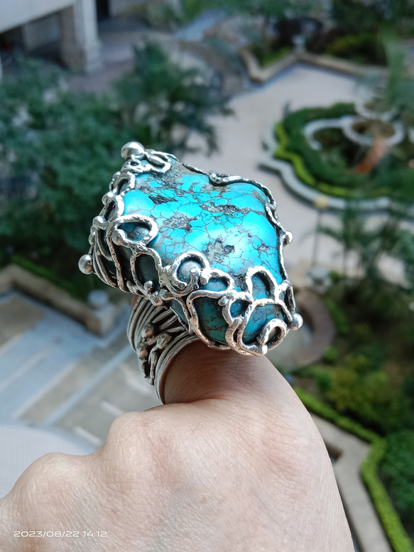 綠松石手工銀戒 純銀戒指 ~ 「Cloud」 ~Turquoise Silver Ring 第9張的照片