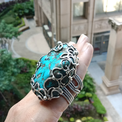 綠松石手工銀戒 純銀戒指 ~ 「Cloud」 ~Turquoise Silver Ring 第10張的照片