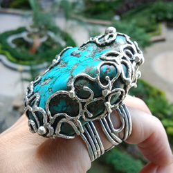 綠松石手工銀戒 純銀戒指 ~ 「Cloud」 ~Turquoise Silver Ring 第15張的照片