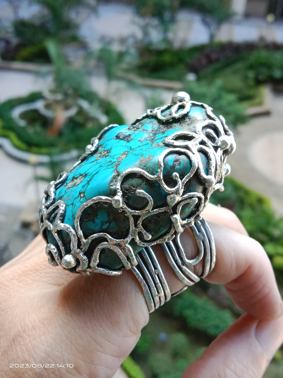 綠松石手工銀戒 純銀戒指 ~ 「Cloud」 ~Turquoise Silver Ring 第15張的照片