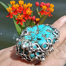 綠松石手工銀戒 純銀戒指 ~ 「Cloud」 ~Turquoise Silver Ring 第19張的照片