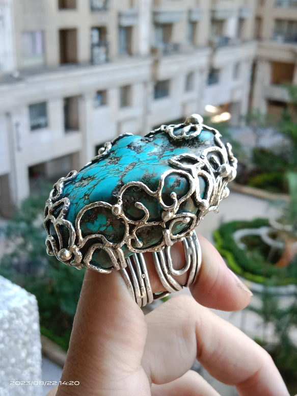 綠松石手工銀戒 純銀戒指 ~ 「Cloud」 ~Turquoise Silver Ring 第2張的照片