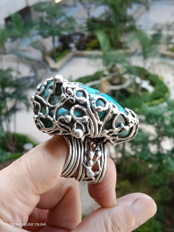 綠松石手工銀戒 純銀戒指 ~ 「Cloud」 ~Turquoise Silver Ring 第16張的照片