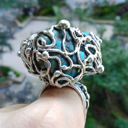 綠松石手工銀戒 純銀戒指 ~ 「Cloud」 ~Turquoise Silver Ring 第3張的照片