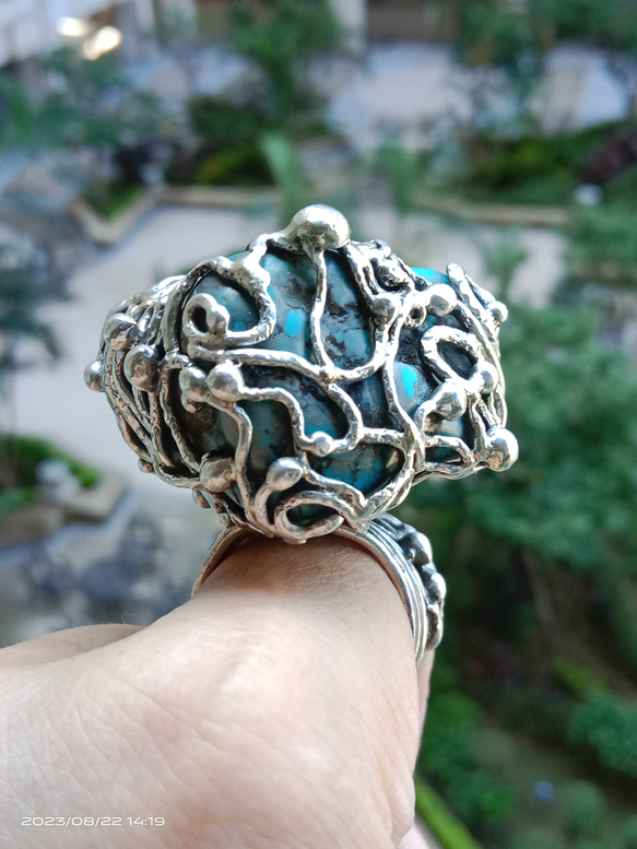 綠松石手工銀戒 純銀戒指 ~ 「Cloud」 ~Turquoise Silver Ring 第3張的照片