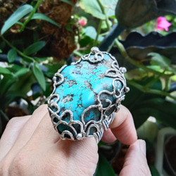 綠松石手工銀戒 純銀戒指 ~ 「Cloud」 ~Turquoise Silver Ring 第7張的照片