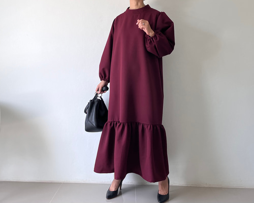再販 ハンドメイド ギャザーワンピース manana suerte ワンピース ギャザースリーブプリントワンピース