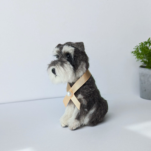 シュナウザー 羊毛フェルト ぬいぐるみ 犬 置き物 送料無料 羊毛
