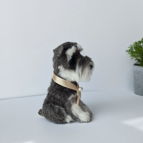 シュナウザー 羊毛フェルト ぬいぐるみ 犬 置き物 送料無料 羊毛