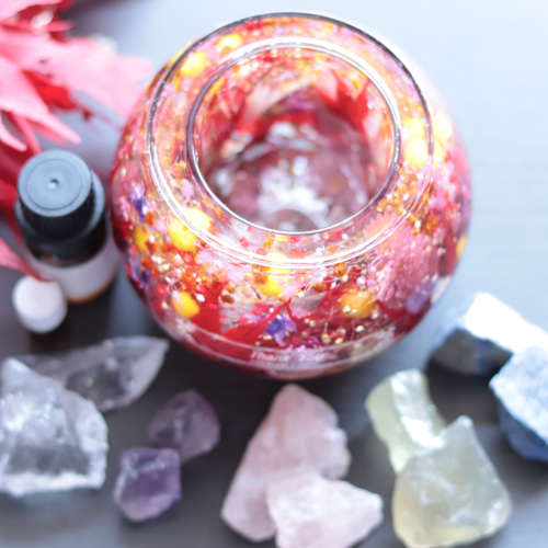 選べる天然石アロマストーン】「紅葉とシトリンの水中庭園」天然石入