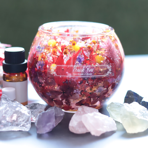 選べる天然石アロマストーン】「紅葉とシトリンの水中庭園」天然石入