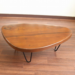 テーブル ちゃぶ台 サイドテーブル チーク 無垢 アイアン 鉄脚 古材 リサイクル 78x55x30cm ：F-0476 5枚目の画像