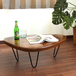 テーブル ちゃぶ台 サイドテーブル チーク 無垢 アイアン 鉄脚 古材 リサイクル 78x55x30cm ：F-0476 3枚目の画像