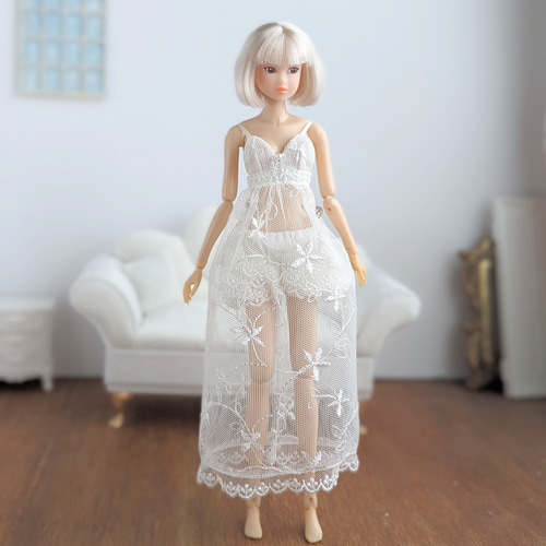 948【momokoDOLL アウトフィット】白のチュールレースのベビー