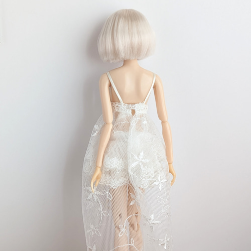 948【momokoDOLL アウトフィット】白のチュールレースのベビードールと